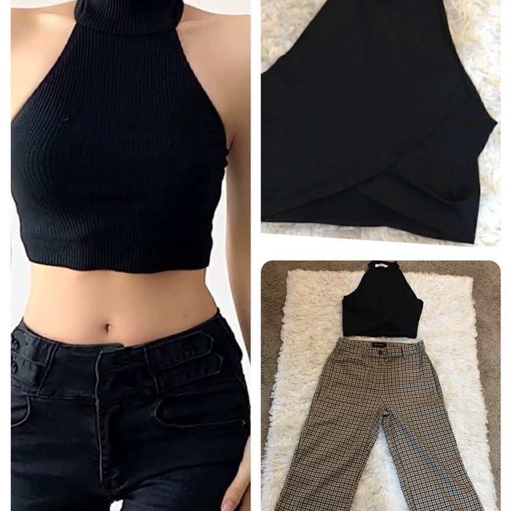 SILKY MICRO RIBBED MESH CHOKER CROP TOP‎